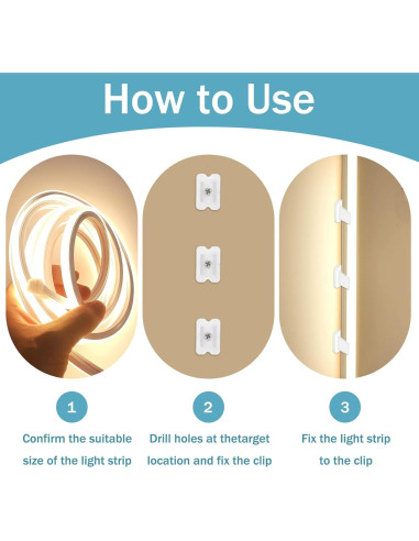 50 Clips de Luz LED Piriuuo para Tiras de 5-6mm Transparentes