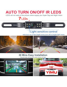 Cámara de Respaldo YIMU 1080P AHD para Automóvil IP69K 2