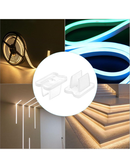 50 Clips de Luz LED Piriuuo para Tiras de 5-6mm Transparentes