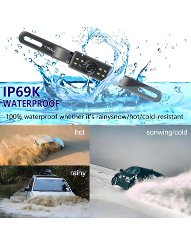 Cámara de Respaldo YIMU 1080P AHD para Automóvil IP69K