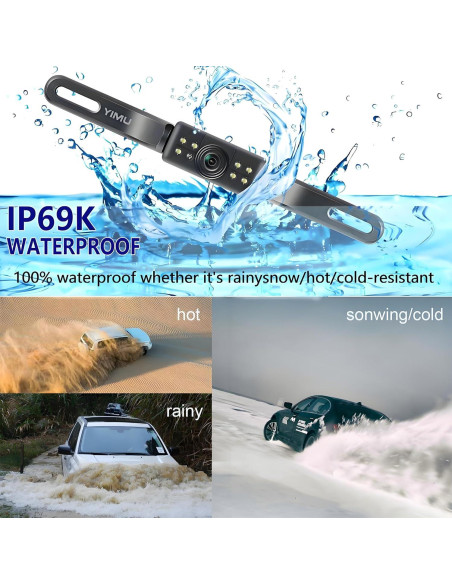 Cámara de Respaldo YIMU 1080P AHD para Automóvil IP69K