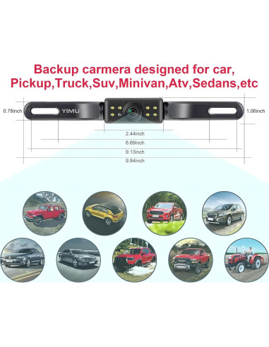 Cámara de Respaldo YIMU 1080P AHD para Automóvil IP69K