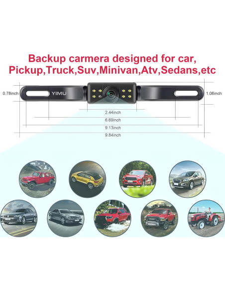 Cámara de Respaldo YIMU 1080P AHD para Automóvil IP69K