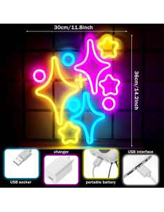 Luz de Neón Estrella Retisee 36x30 cm LED USB Decorativa 2
