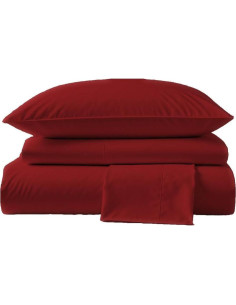 Juego de Sábanas Individual Peru Pima 3 Piezas 100% Algodón Burdeos 2