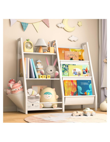 Estantería Infantil Infurnic 3 Niveles con Bolsillo Organizador