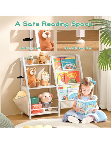 Estantería Infantil Infurnic 3 Niveles con Bolsillo Organizador