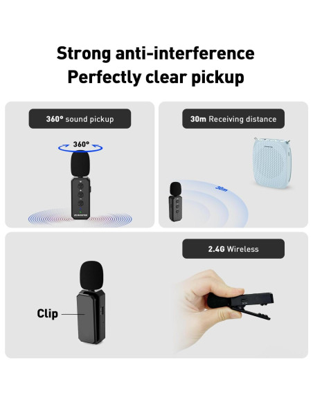 Amplificador de Voz Inalámbrico ZOWEETEK S611 con Micrófono Lavalier Amplificador de Voz Inalámbrico ZOWEETEK S611 con Micrófono Lavalier