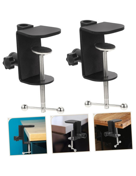 Abrazadera de Micrófono Ajustable BESPORTBLE - Metal Negro