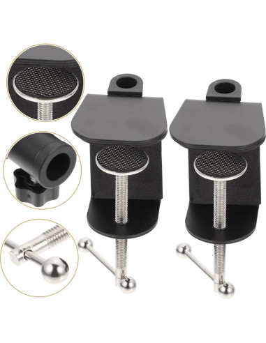 Abrazadera de Micrófono Ajustable BESPORTBLE - Metal Negro