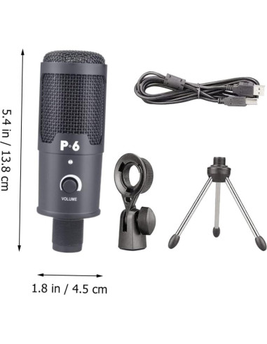 Micrófono Condensador USB Cardioide Milisten para PC - Negro