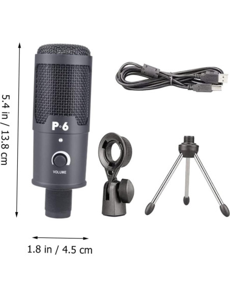 Micrófono Condensador USB Cardioide Milisten para PC - Negro