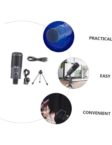 Micrófono Condensador USB Cardioide Milisten para PC - Negro