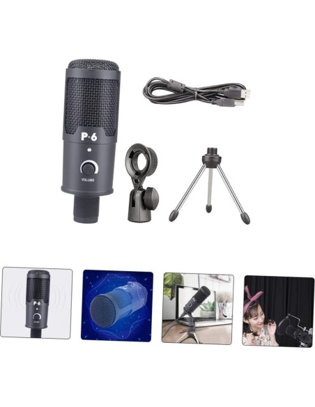 Micrófono Condensador USB Cardioide Milisten para PC - Negro