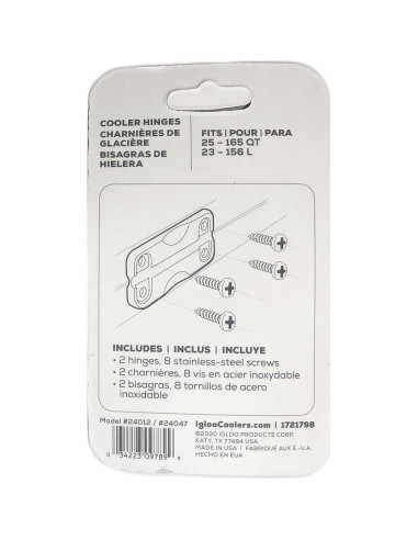 Bisagras de Plástico Igloo 24012 para Neveras, Blanco, Estándar