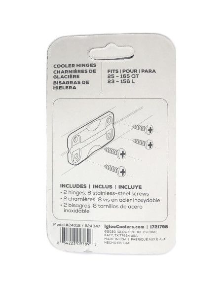 Bisagras de Plástico Igloo 24012 para Neveras, Blanco, Estándar