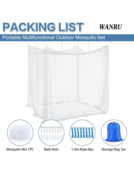 Red para Mosquitos Extra Grande WANRU 210x210x220cm para Patio