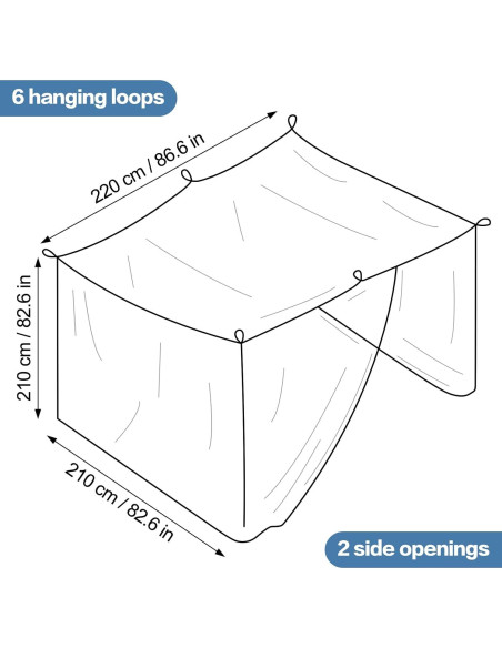 Red para Mosquitos Extra Grande WANRU 210x210x220cm para Patio