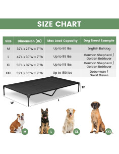 Cama Elevada para Perros XXL PVY 149x91cm Gris Indestructible 2
