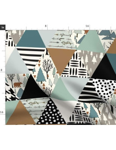Tela de Algodón Spoonflower - Colcha Bosque Triángulo Salvia Oso 2