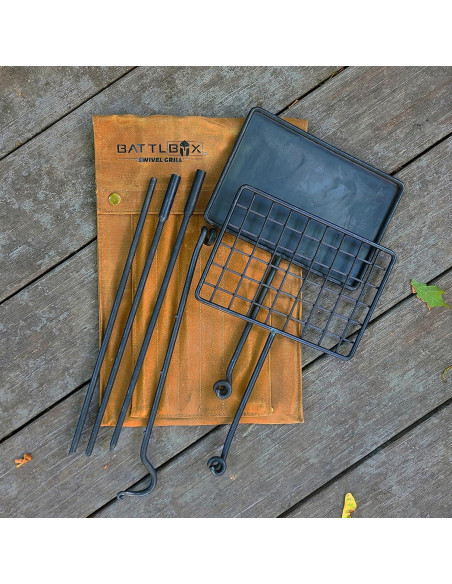 Juego de Parrilla Giratoria Bushcraft BattlBox - Acero Resistente