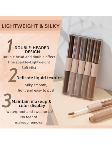 Sombra de Ojos Líquida Mate y Brillo Doble Punta MiaSarah