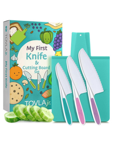 Juego de cuchillo y tabla de cortar TOVLA JR. para niños