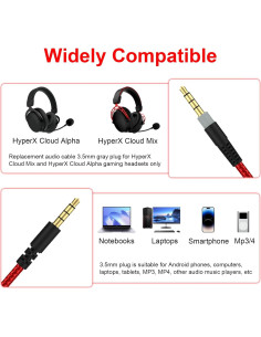 Cable de Audio de Reemplazo HyperX Cloud Alpha 1.8m con Control de Volumen 2