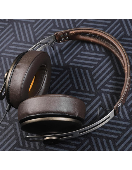 Almohadillas de Repuesto para Auriculares Sennheiser Momentum 2.0 - Cuero de Proteína y Espuma de Memoria Marrón