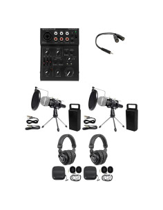 Paquete Completo Rockville: Mezclador 5 Canales, 2 Micrófonos, Auriculares y Soportes