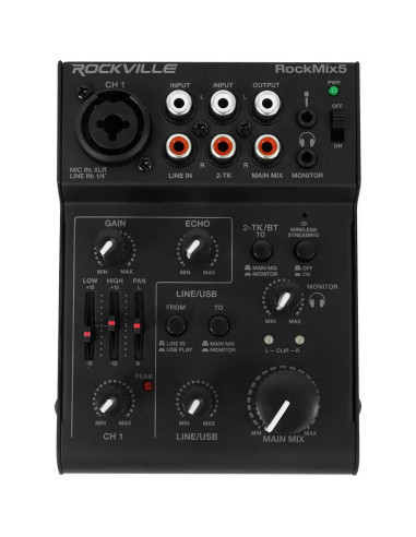 Paquete Completo Rockville: Mezclador 5 Canales, 2 Micrófonos, Auriculares y Soportes