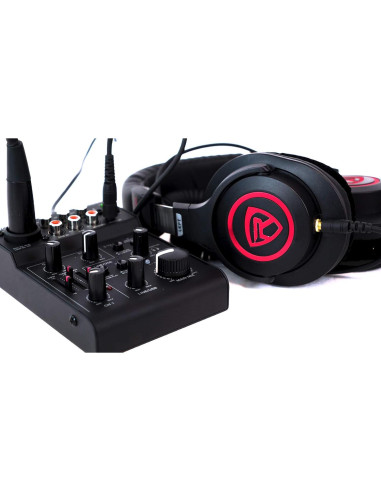 Paquete Completo Rockville: Mezclador 5 Canales, 2 Micrófonos, Auriculares y Soportes