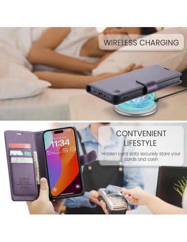 Funda de Cartera FLIPALM para iPhone 16 Pro Max - Púrpura