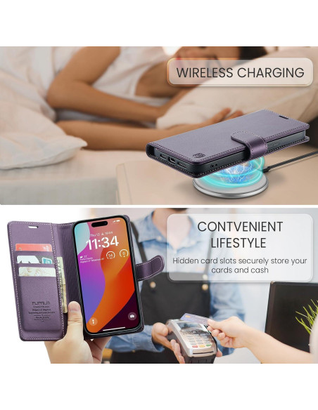 Funda de Cartera FLIPALM para iPhone 16 Pro Max - Púrpura