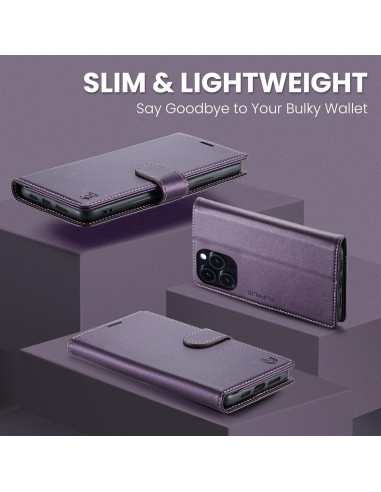 Funda de Cartera FLIPALM para iPhone 16 Pro Max - Púrpura