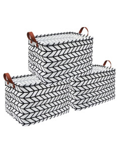 Cesta de Almacenamiento Plegable HIYAGON 3 Rayas Grises 3 Unidades