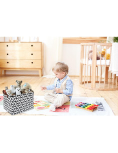 Cesta de Almacenamiento Plegable HIYAGON 3 Rayas Grises 3 Unidades 2