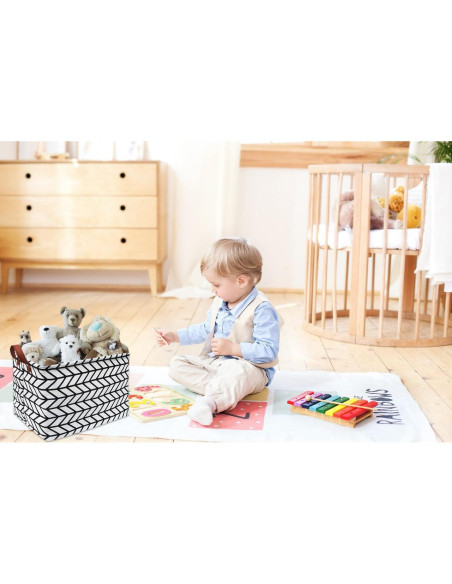 Cesta de Almacenamiento Plegable HIYAGON 3 Rayas Grises 3 Unidades