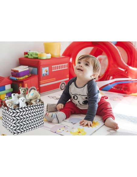 Cesta de Almacenamiento Plegable HIYAGON 3 Rayas Grises 3 Unidades