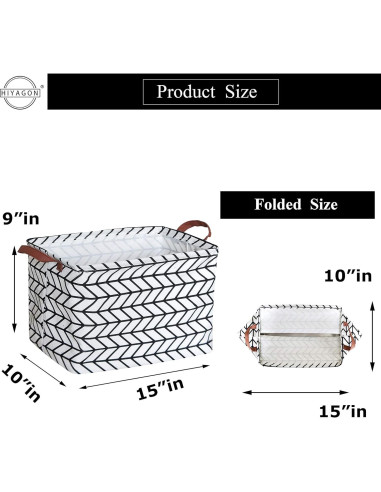 Cesta de Almacenamiento Plegable HIYAGON 3 Rayas Grises 3 Unidades