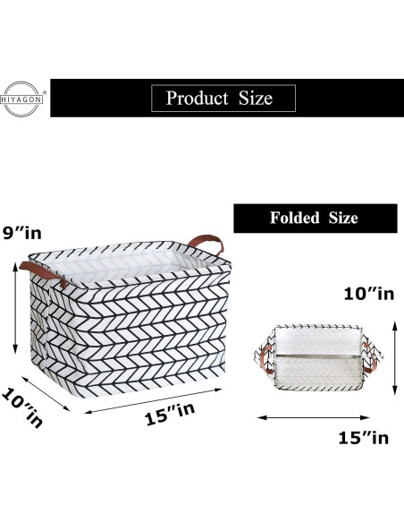 Cesta de Almacenamiento Plegable HIYAGON 3 Rayas Grises 3 Unidades