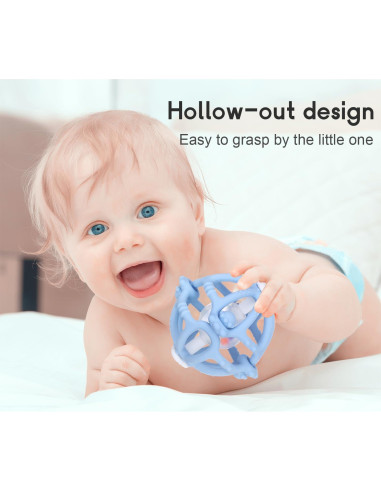 Juguete de Sonajero y Mordedor para Bebés Azul - Silicona Segura