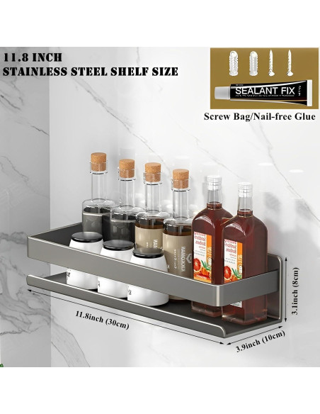 Estante Flotante de Acero Inoxidable YUSHIYAN 30x10 cm Resistente