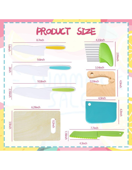 Set de cuchillos de cocina para niños KOLODOGO 10 piezas