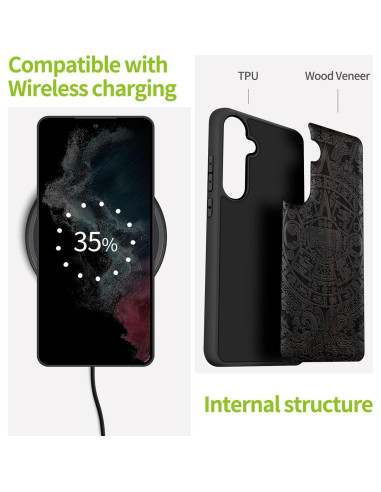 Funda de Madera Carveit para Galaxy S24 FE - Diseño Maya