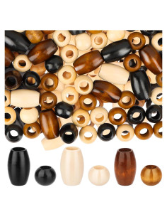 Perlas de Madera WOWOSS 195 PCS 20mm Redondas y Barril