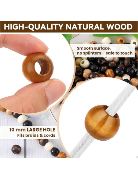 Perlas de Madera WOWOSS 195 PCS 20mm Redondas y Barril