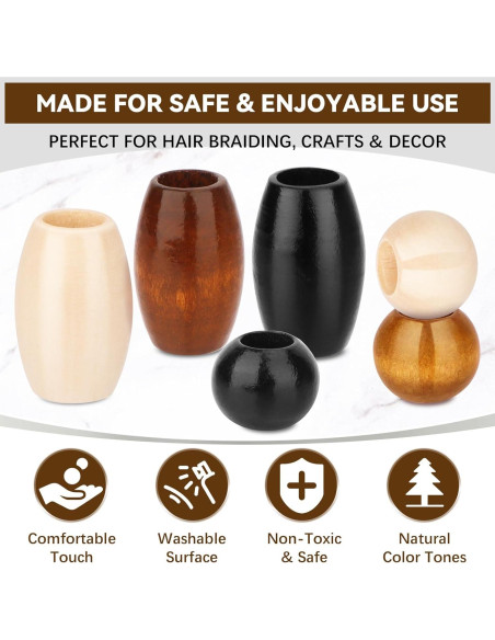 Perlas de Madera WOWOSS 195 PCS 20mm Redondas y Barril