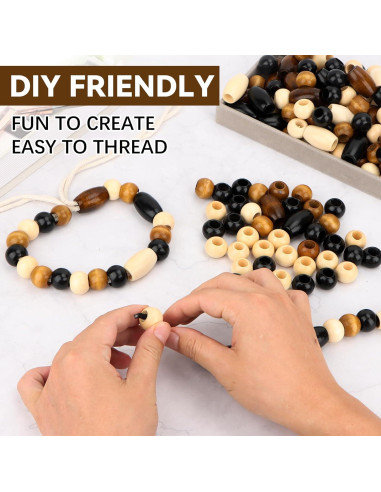 Perlas de Madera WOWOSS 195 PCS 20mm Redondas y Barril