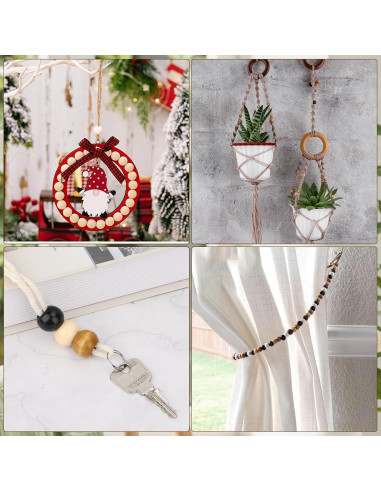 Perlas de Madera WOWOSS 195 PCS 20mm Redondas y Barril